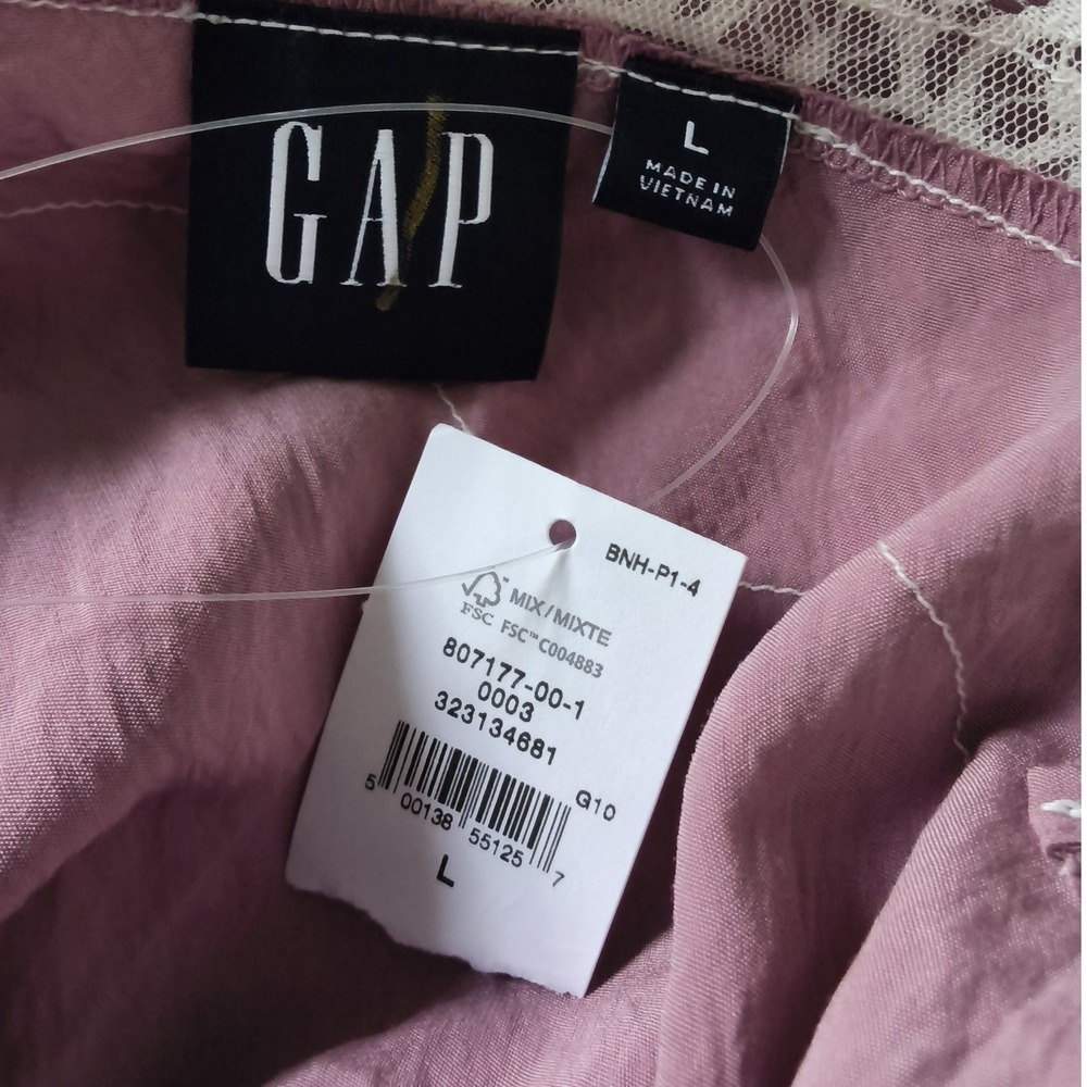 New Gap Slip Dress Large Lace Trim Maxi Muted Pink Lingerie Style Romantic Femme - Picture 8 of 8